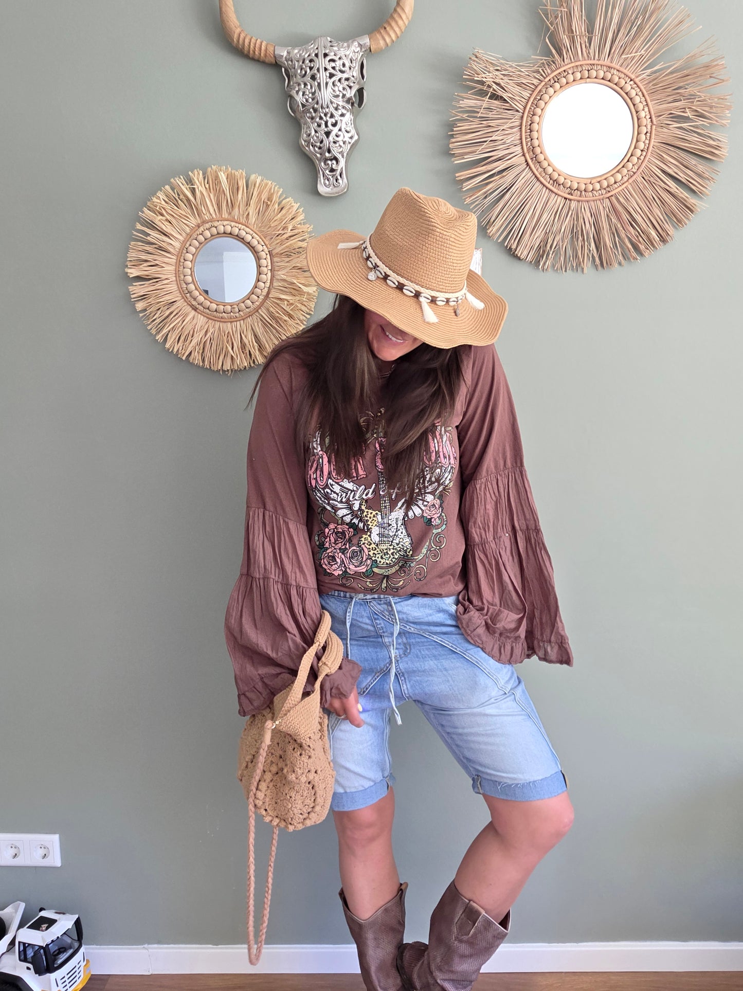 Kurze Baggy-Jeans